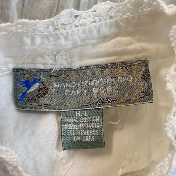 Hand Embroidered Papy Boez Women’s NWT Size M/L 100% Cotton Dress Vintage - Picture 8 of 12